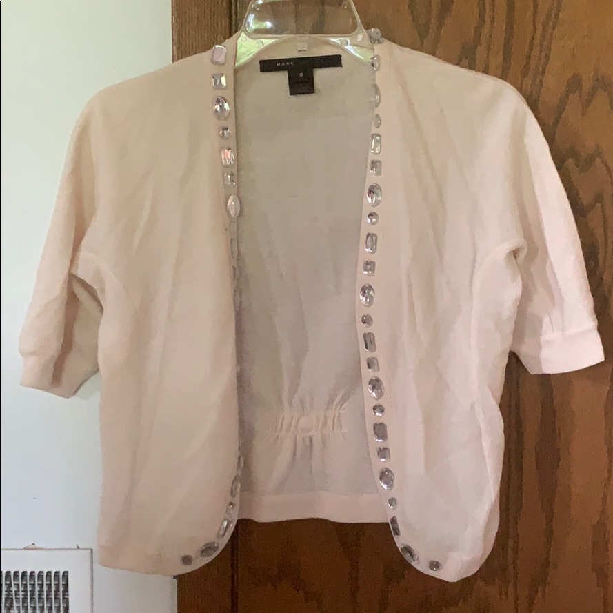 Ivory Marc Jacobs Jeweled Cropped Sweater.